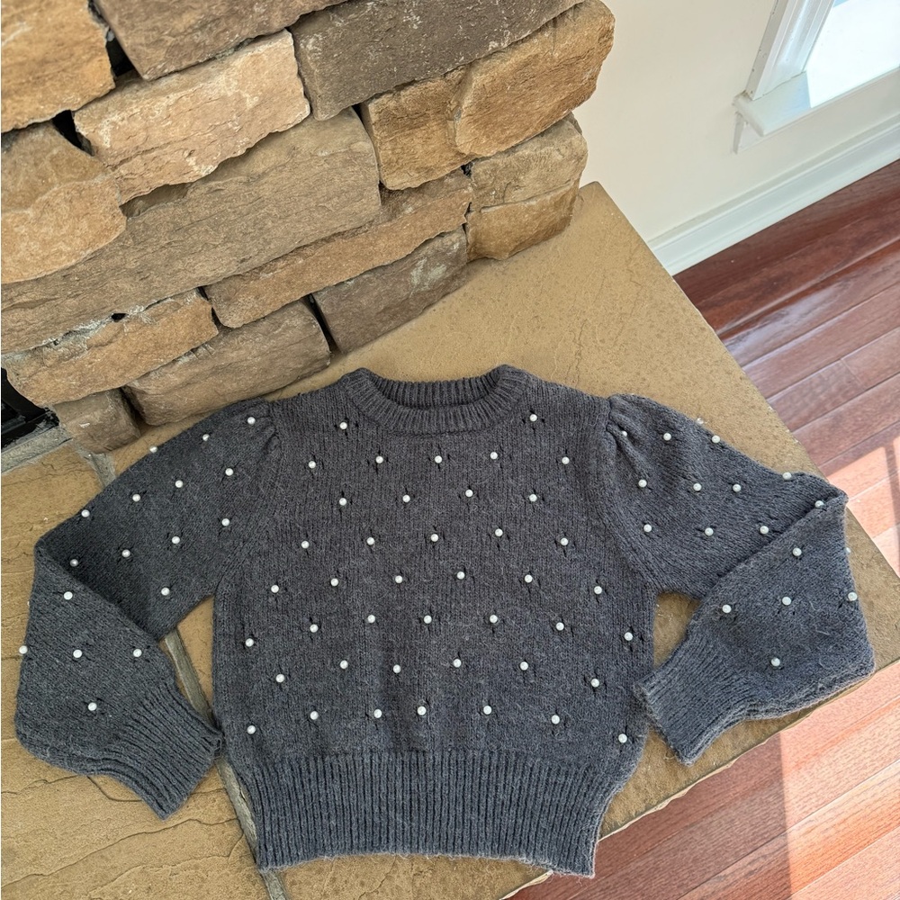 Zara Charcoal Sweater with Pearl Details